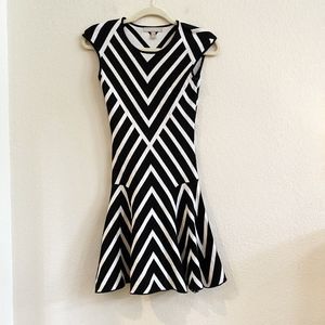 Banana Republic Black And White Chevron Stripe Knit Sleeveless‎ Dress XS Petite